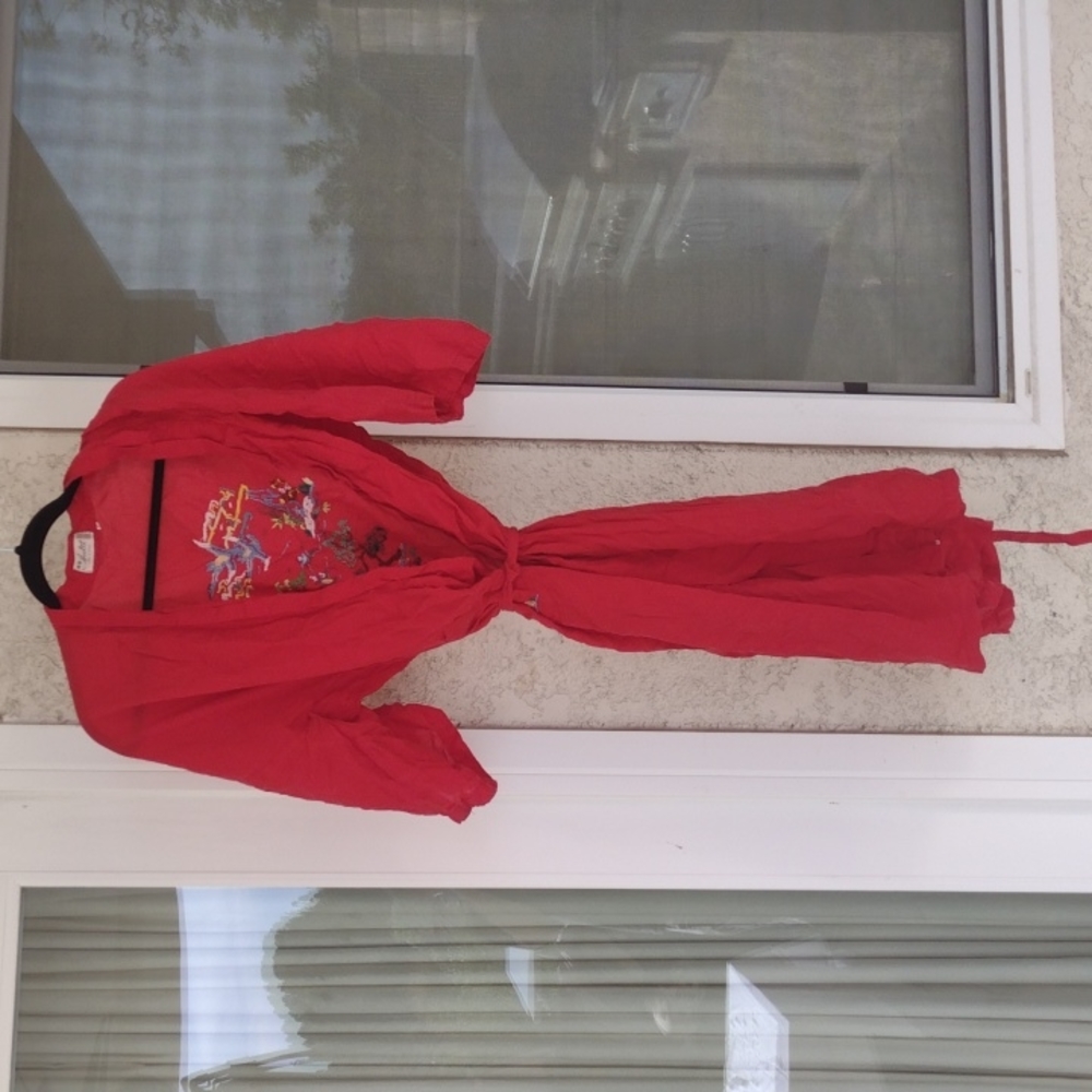 Health Womens Robe Red Size Small Vintage Hand Embroidered